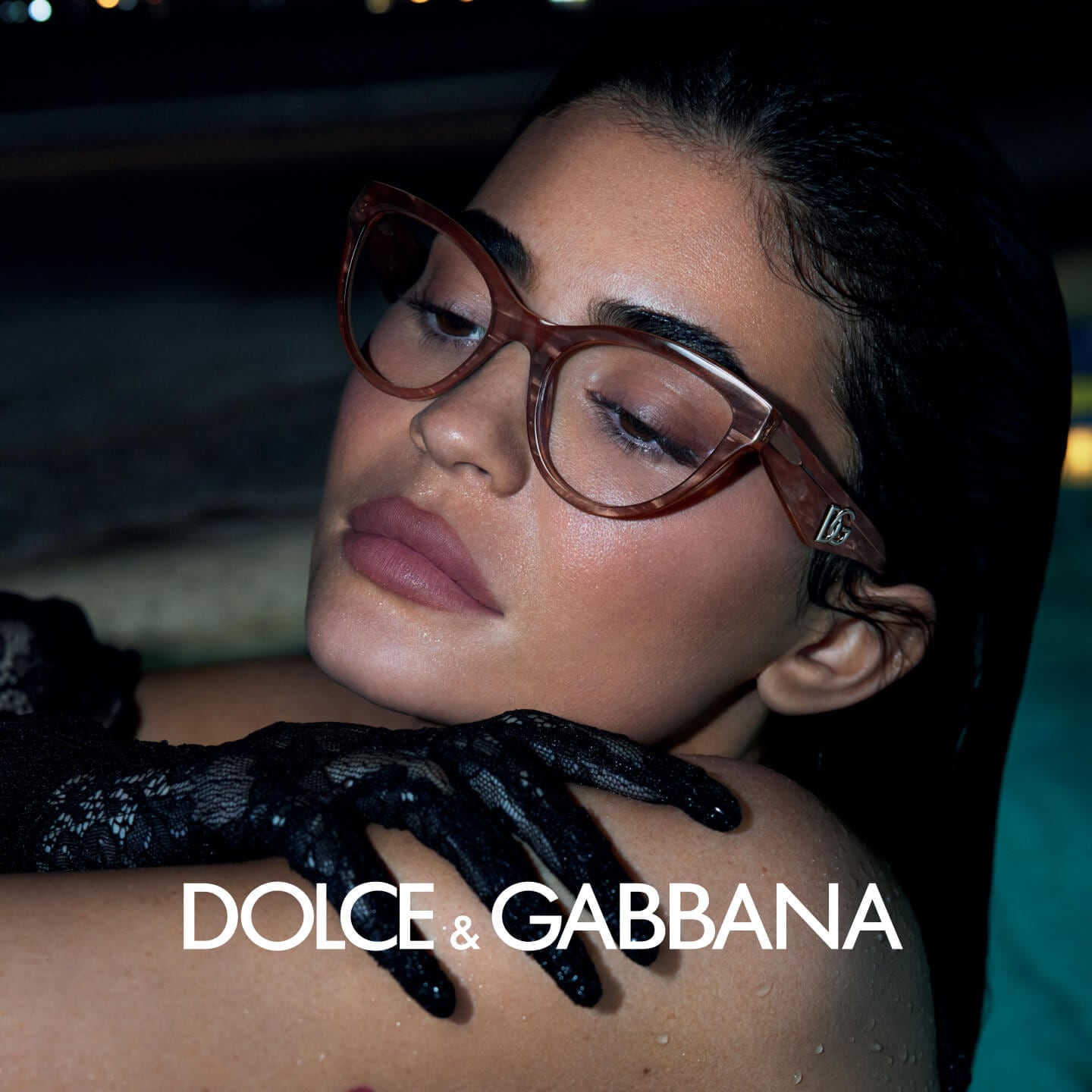 Dolce & Gabbana Eyewear Dolce Embellished Crystal Pilot Sunglasses